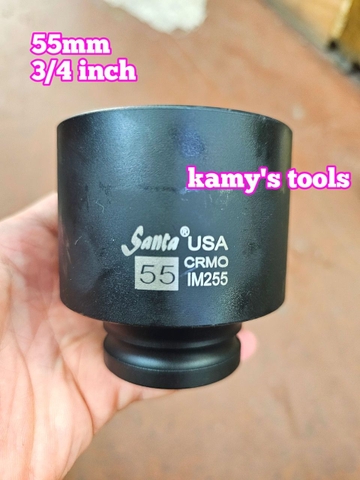 Đầu tuýp 3/4 inch dài 80mm Santa thép Cr-mo 46mm 48mm 50mm 55mm IM246 IM248 IM250 IM255