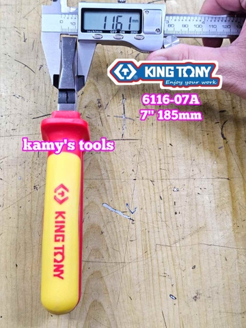 Kìm điện cách điện VDE 1000V 7.5 inch 185mm Kingtony 6116-07A