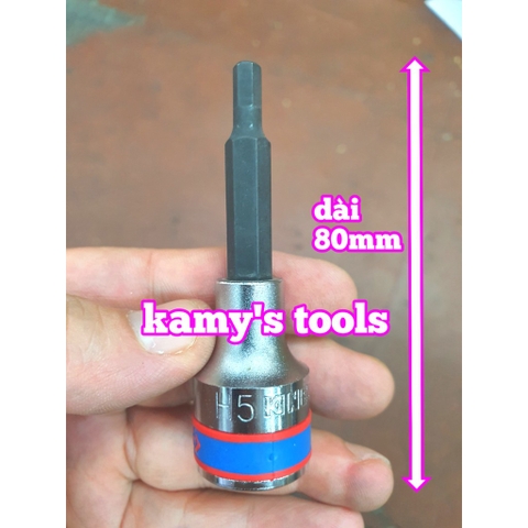 Tuýp lú đầu lục giác 1/2 inch dài 80mm Kingtony 4mm 5mm 6mm 7mm 8mm 9mm 10mm 11mm 12mm 14mm 17mm 19mm 403504 403505 403506 403507 403508 403510 403511 403512 403514 403517 403519