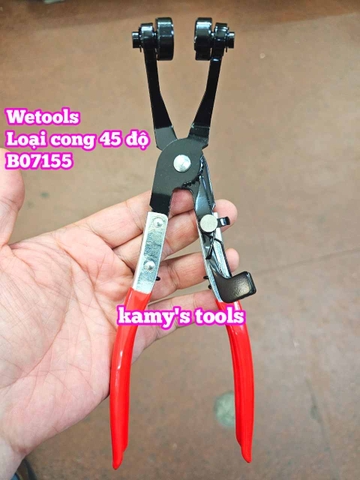 Kìm bóp cổ dê ống bóp kẹp tháo mở quai nhê cổ dê ống nhiên liệu ống nước xe ô tô loại cong 45 độ Wetools B07155