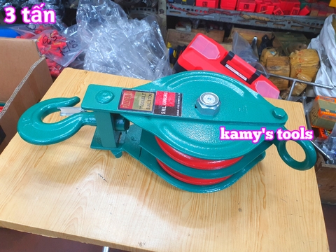 Ròng rọc đôi 3 tấn, puly sắt đôi 3 tấn 7 inch 175mm, puly 2 rãnh 3 tấn