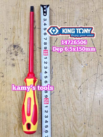Tua vít cách điện VDE 1000V dẹp 6.5mm dài 150mm (6.5x150mm) Kingtony 14726506