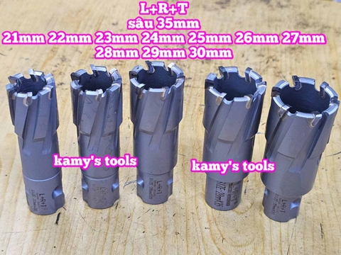 Mũi khoan từ có hợp kim L+R+T dài 35mm cỡ 21mm 22mm 23mm 24mm 25mm 26mm 27mm 28mm 29mm 30mm
