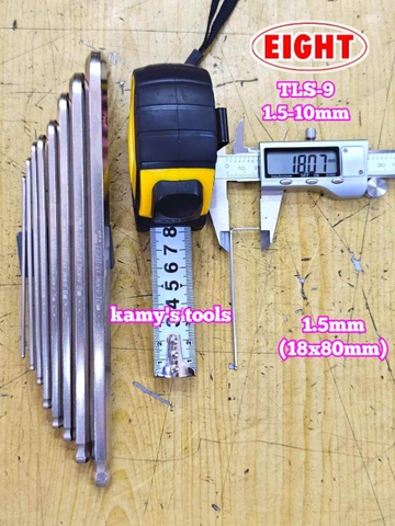 Bộ lục giác bi 9 chi tiết 1.5-10mm Eight TLS-9 (không có chữ N)