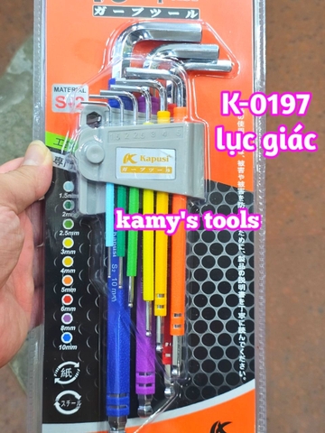 Bộ khóa lục giác bi và bông hoa thị nhiều màu Kapusi 9 cây K-0197 và K-0198