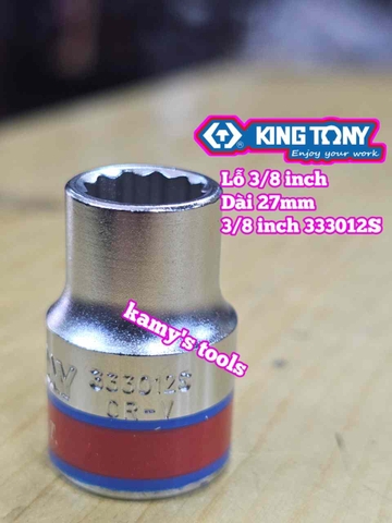 Đầu tuýp trắng 3/8 inch 12 cạnh Kingtony 1/4, 5/16, 3/8, 7/16, 1/2 hệ inch 333008S 333010S 333012S 333014S 333016S
