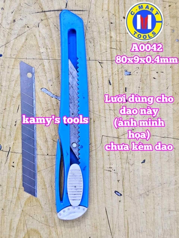 Lưỡi dao rọc giấy nhỏ 9mm C-mart A0042 80x9x0.4mm (10 lưỡi/hộp)