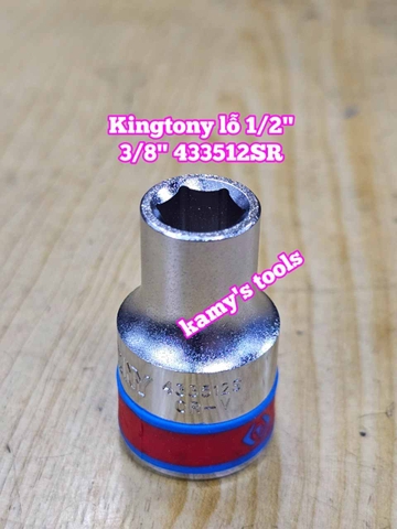 Đầu tuýp trắng 6 cạnh lỗ 1/2 inch cỡ 3/8 inch Kingtony 433512SR