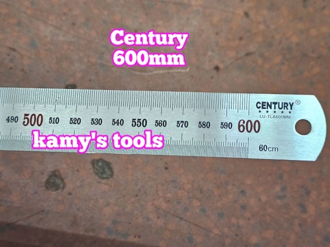 Thước lá inox Century 600mm (60cm) 2 hệ inch và mét bản 30mm dày 1mm