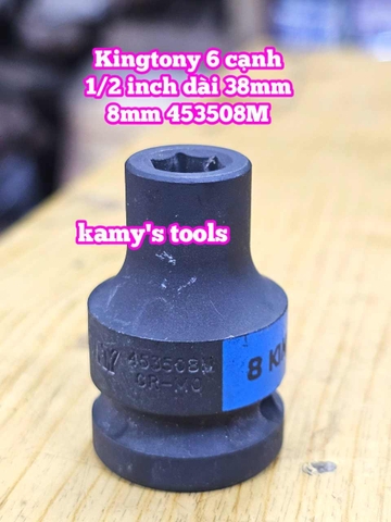 Đầu tuýp đen 1/2 inch Kingtony 6 cạnh 8mm 9mm 10mm 11mm 12mm 13mm 453508M 453509M 453510M 453511M 453512M 453513M