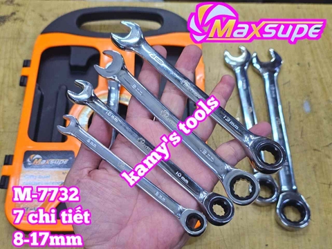 Bộ cờ lê vòng miệng tự động 72 răng 7 chi tiết Maxsupe M-7732 gồm 8mm 10mm 12mm 13mm 14mm 17mm 19mm