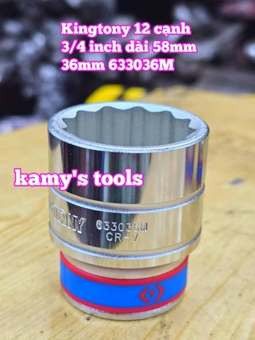 Tuýp 3/4 inch bông 12 cạnh trắng ngắn Kingtony 33mm 34mm 35mm 36mm 38mm 633033M 633034M 633035M 633036M 633038M
