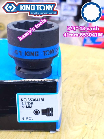 Tuýp 3/4 inch bông 12 cạnh đen Kingtony 33mm 34mm 35mm 38mm 41mm 653033M 653034M 653035M 653038M 653041M