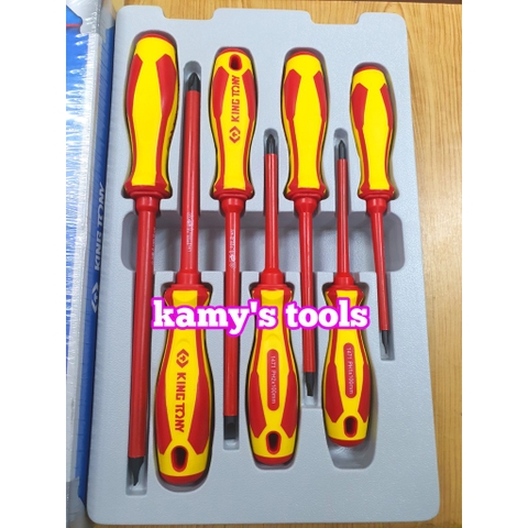 Bộ tua vít 7 cái cách điện 1000V hệ mét Kingtony 30617MR, tô vít cách điện
