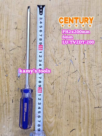 Tua vít 2 đầu cán trong Century PH2 6mm dài 200mm 6x200mm LU-TV2DT-200