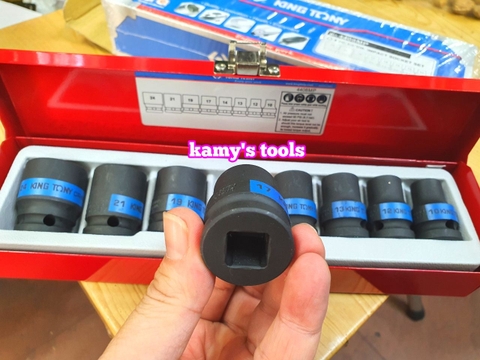Bộ tuýp khẩu đen ngắn 1/2 inch Kingtony 4408MP 8 chi tiết 10mm-24mm