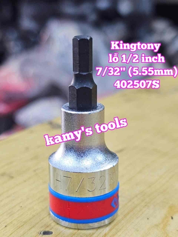 Tuýp lú đầu lục giác lỗ 1/2 inch Kingtony cỡ 3/16 7/32 1/4 19/32 5/16 inch 402506S 402507S 402508S 402509S 402510S