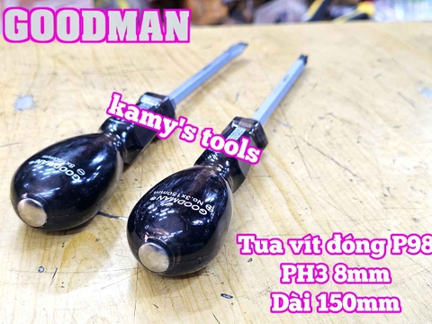 Tua vít đóng Goodman bake PH3 dẹp 8mm dài 150mm P98+8x150 P98-8x150