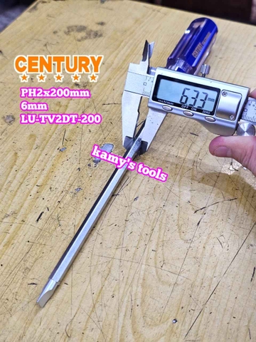 Tua vít 2 đầu cán trong Century PH2 6mm dài 200mm 6x200mm LU-TV2DT-200