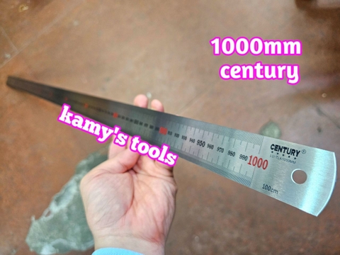 LU-TLA1000mm Thước lá inox 1m 1 mét 100cm 1000mm bản 35mm hệ inch và mét Century