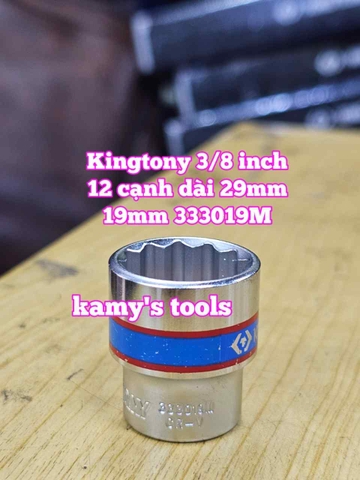 Đầu tuýp trắng 12 cạnh 3/8 inch dài 27mm Kingtony 16mm 17mm 18mm 19mm 20mm 333016M 333017M 333018M 333019M 333020M