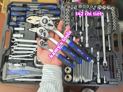 142 chi tiết bộ dụng cụ công cụ đồ nghề bộ tuýp đa năng 3 hệ 1/4 3/8 1/2 inch Yofe