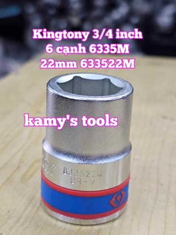 Đầu tuýp khẩu 3/4 inch 6 cạnh trắng Kingtony 22mm 23mm 24mm 25mm 26mm 633522M 633523M 633524M 633525M 633526M