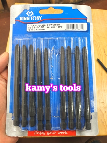 Mũi vít 4 cạnh bake 6mm chuôi lục giác dài 90mm 100mm 150mm Kingtony 719002P 711002P 711502P ( bán lẻ từng cái)