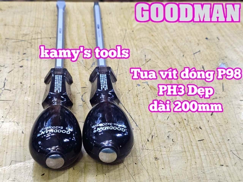 Tua vít đóng Goodman bake PH3 dẹp 8mm dài 200mm P98+8x200 P98-8x200