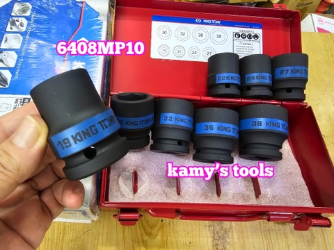 Bộ tuýp 3/4 inch 8 chi tiết đen ngắn Kingtony 19-38mm model 6408MP10