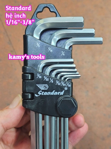 Bộ lục giác bi hệ inch 9 cây Standard 1/16-3/8 inch