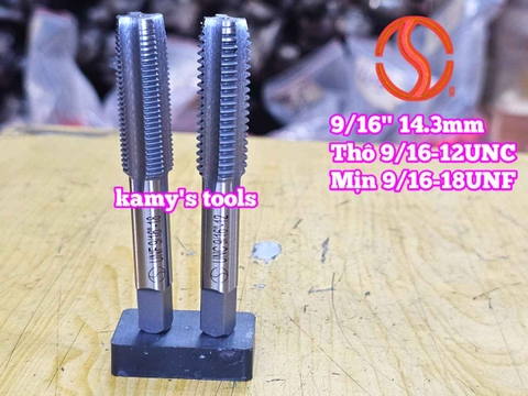 Bộ taro hệ inch tạo ren trong 9/16 inch (14.3mm) Shanghai bước ren thô và mịn 9/16-12 UNC 9/16-18 UNF