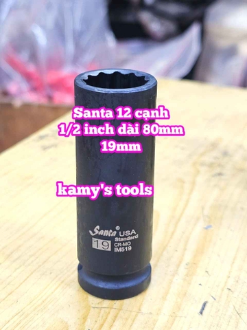 Tuýp 1/2 inch đen dài BÔNG 12 cạnh dài 80mm Santa 16mm 17mm 19mm 21mm 22mm IM516 IM517 IM519 IM521 IM522