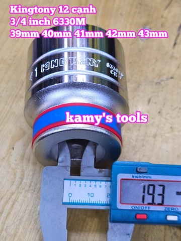 Tuýp 3/4 inch bông 12 cạnh trắng ngắn Kingtony 40mm 41mm 42mm 43mm 633040M 633041M 633042M 633043M
