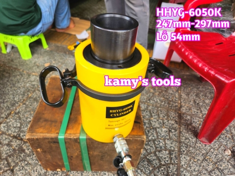 Kích thủy lực có lỗ 60 tấn HHYG-6050K TLP lỗ 54mm hành trình 247mm-297mm xác lớn nặng khoảng 30.2kg
