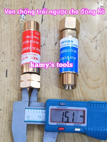 Van chống cháy ngược gắn cho đồng hồ Oxy và Gas hàn cắt gió đá ren 17mm kamytools (bán lẻ 1 cái)