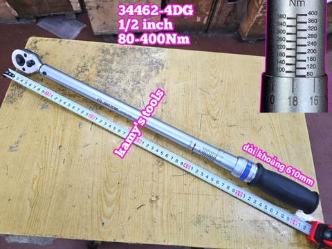 Cần siết lực Kingtony 1/2 inch 34462-4DG 80-400Nm dài 613mm, cần chỉnh lực