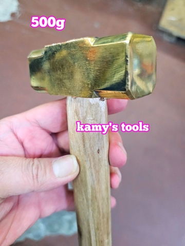 500g 0.5kg Búa đồng thau đầu vuông cán gỗ kamytools