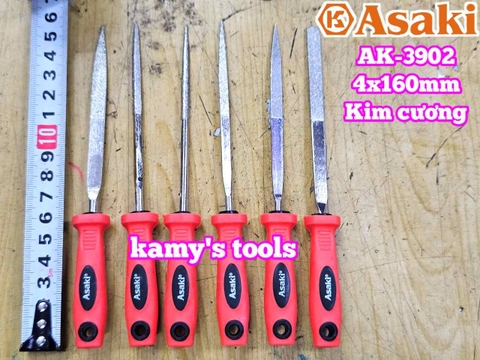 Bộ dũa giũa kim cương mini 6 cây Asaki AK-3902 cỡ 4mm 4x160mm