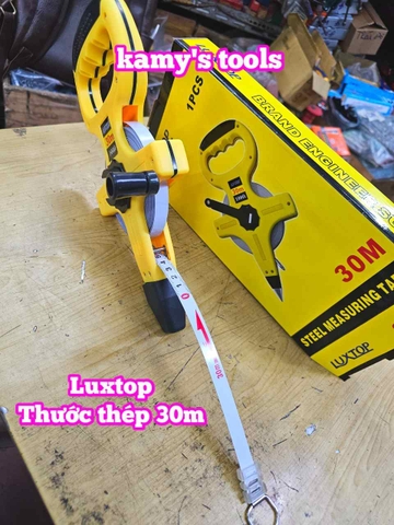 Thước cuộn thước kéo thép 30 mét 30m bản 12mm hệ mét 1 mặt có tay cầm Luxtop LT-ST30