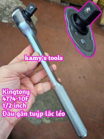 Cần siết tự động 1/2 inch Kingtony 4774-10F đầu gắn tuýp lắc léo 32 răng dài 255mm
