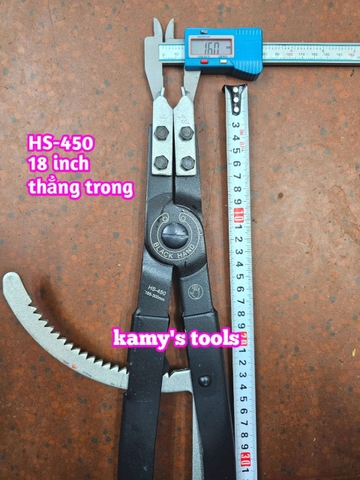 Kìm mở phe trong thẳng Black hand 18 inch dài 450mm HS-450 BH-416-1 mở phe đường kính 165-300mm
