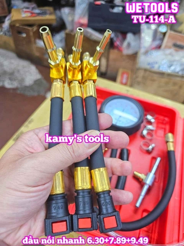 Bộ đồng hồ đo áp suất hệ thống phun nhiên liệu động cơ bơm xăng TU-114-A với đầu nối nhanh 6.30+7.89+9.49 Wetools