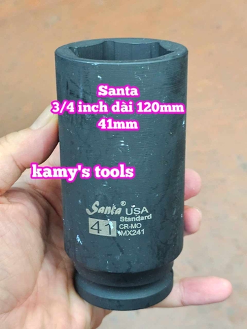 Đầu tuýp 3/4 inch đen dài 120mm lục giác Santa thép Cr-mo 34mm 36mm 38mm 41mm 46mm IMX234 IMX236 IMX238 IMX241 IMX246