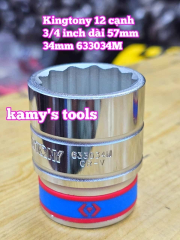 Tuýp 3/4 inch bông 12 cạnh trắng ngắn Kingtony 33mm 34mm 35mm 36mm 38mm 633033M 633034M 633035M 633036M 633038M