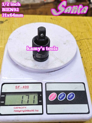 Đầu tuýp nối lắc léo đen gật gù xoay 360 độ Santa 1/2 inch dài 31x64mm BIEN92