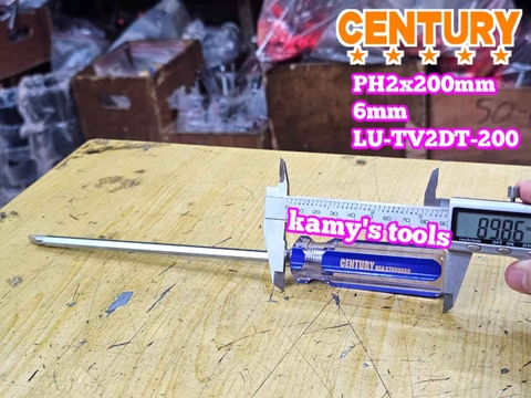 Tua vít 2 đầu cán trong Century PH2 6mm dài 200mm 6x200mm LU-TV2DT-200
