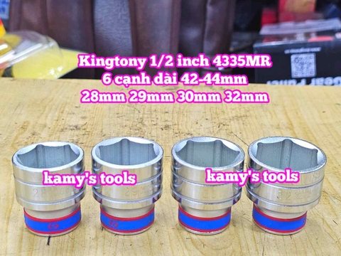 Đầu tuýp trắng ngắn 1/2 inch Kingtony 6 cạnh 28mm 29mm 30mm 32mm 433529MR 433529MR 433530MR 433532MR