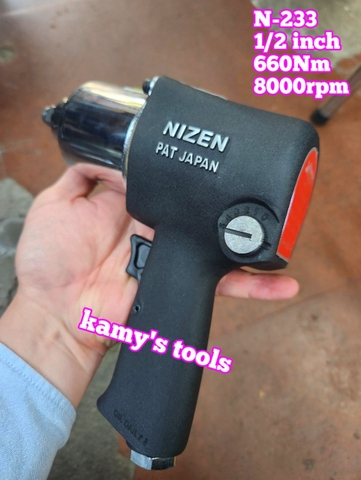 Máy vặn ốc siết tháo mở bulong hơi khí nén Nizen 1/2 inch N233 N-233 loại 2 búa 660Nm