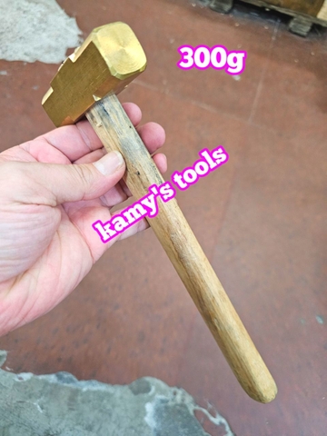 300g 0.3kg Búa đồng thau đầu vuông cán gỗ kamytools